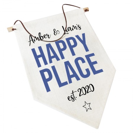 Linen Flag -  Personalised Home Decor - Happy Place